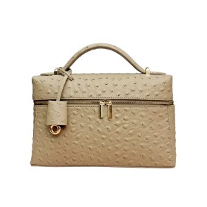 Apricot Genuine Ostrich Leather Vanity Bag