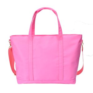 Hot Pink Lightweight Nylon Tote Bag with Detachable Strap