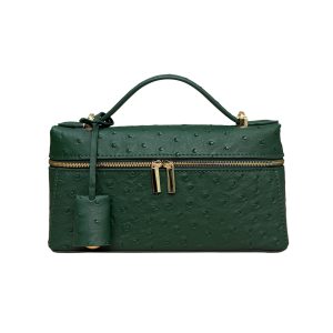 Deep Green Genuine Ostrich Leather Vanity Bag