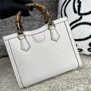Off-White Genuine Crocodile Leather Tote with Bamboo Handles
