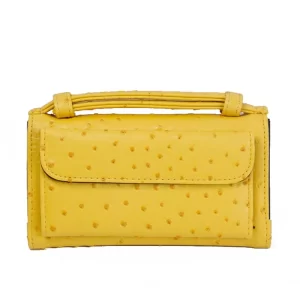Sunflower Yellow Ostrich Embossed Leather Tote Bag